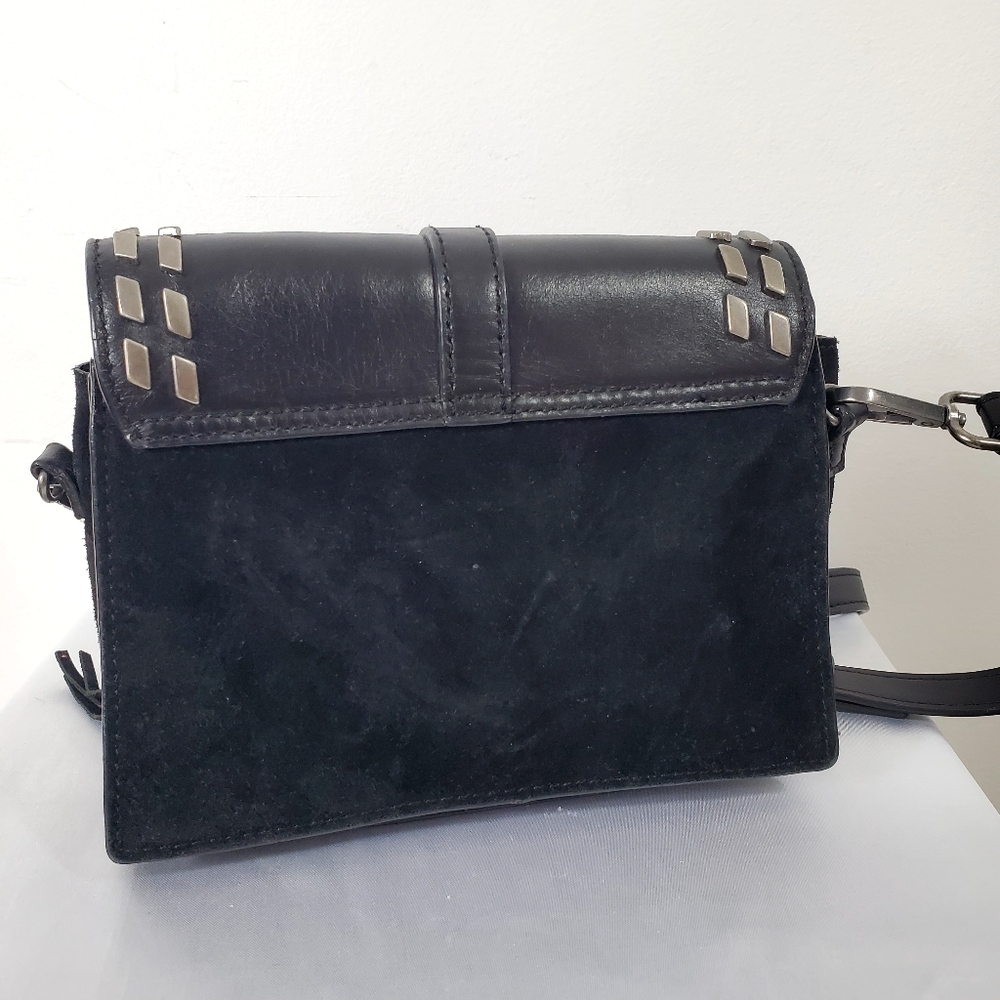 ZARA Western Black Fringe Crossbody Bag with Silver Buckle Detail - Picture 3 of 15